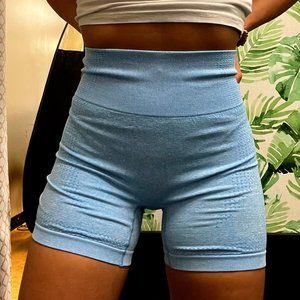 light blue spandex shorts